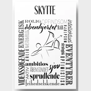 Plakat A4 Skytte H�ndtegnet Stjernetegns Citat