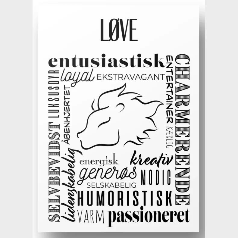 Plakat A4 L�ve H�ndtegnet Stjernetegns Citat