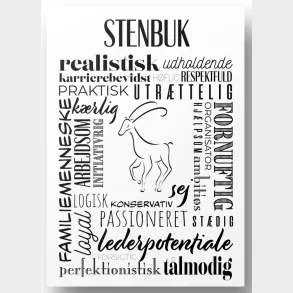 Plakat A4 Stenbuk Hndtegnet Stjernetegns Citat