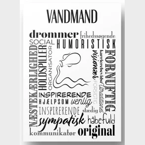 Plakat A4 Vandmand H�ndtegnet Stjernetegns Citat