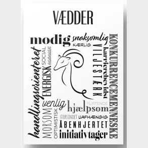 Plakat A4 V�dder H�ndtegnet Stjernetegns Citat