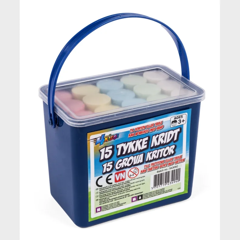 Gadekridt, farvet i spand 15 stk