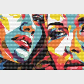 Diamond art ansigter FARVERIG  20 x 30 cm