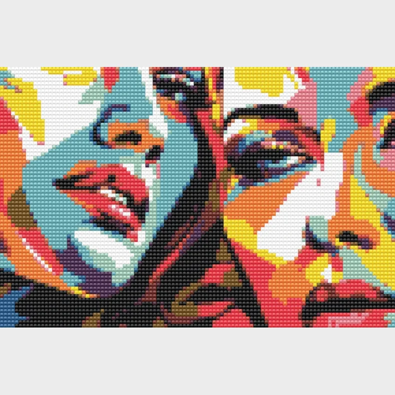 Diamond art ansigter FARVERIG  20 x 30 cm