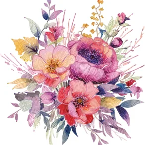 Diamond art MIX blomsterbuket 40 x 40 cm