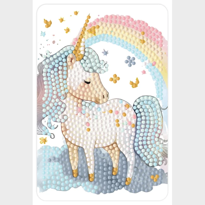 Diamond art unicorn m/regnbue 10 x 15 cm