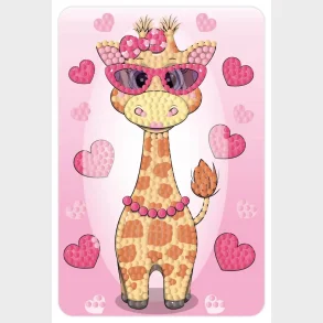 Diamond art giraf M/SOLBRILLER OG Hjerter 10 x 15 cm