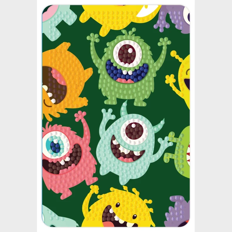 Diamond art monster i forskellige farver 10 x 15 cm