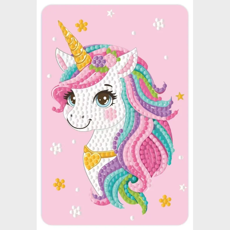 Diamond art unicorn m/stjerner 10 x 15 cm