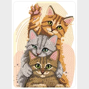 Diamond art kattekillinger 13 x 18 cm