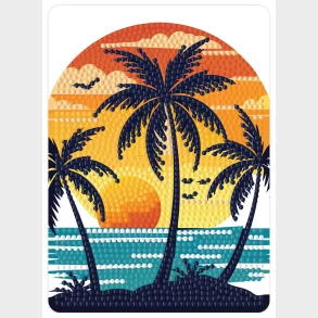 Diamond art solnedgang M/palmer 13 x 18 cm