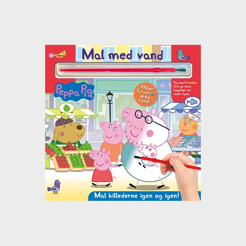 Peppa Pig - Mal med vand - Gurli Gris (bog med pensel - farvelg igen og igen)