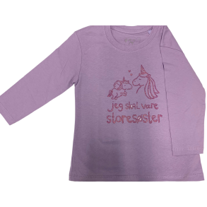 Jeg Skal V�re Stores�ster T-Shirt L/S, Lavender Med Lilla Krystalina Tryk - Jeg skal v�re stores�ster T-Shirt - Legekammeraten.dk