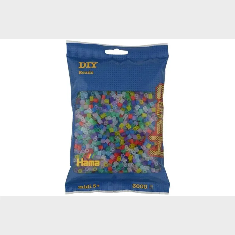 Hama midi perler 3000stk transp. mix