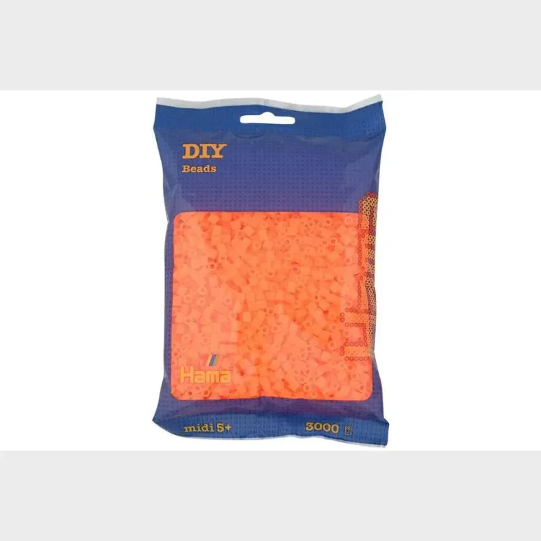 Hama midi perler 3000stk neon orange