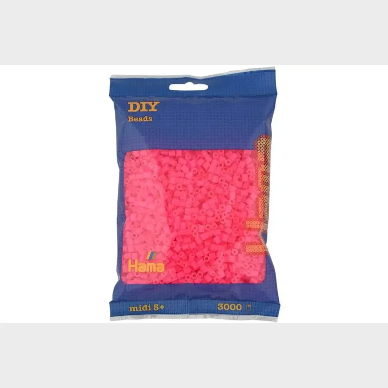 Hama midi perler 3000stk neon fuchsia