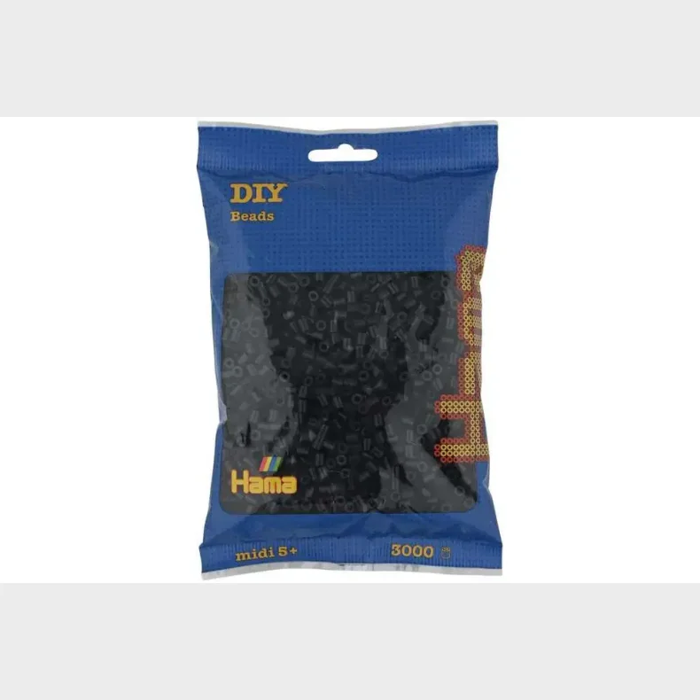 Hama midi perler 3000stk sort