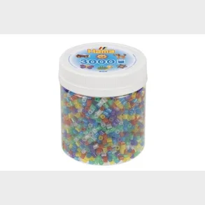 Hama midi perler b�ger 3000stk transp. glitter mix