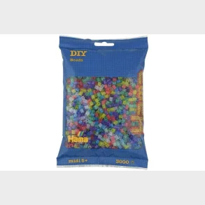 Hama midi perler 3000stk transp. glitter mix