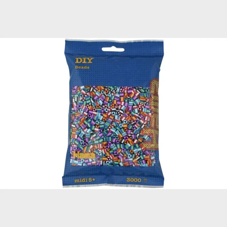 Hama midi perler 3000stk stribet mix 90