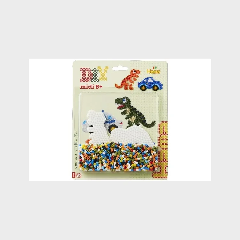 Hama midi blisterpakning bil & dinosaur