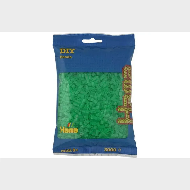 Hama midi perler 3000stk transp. grn