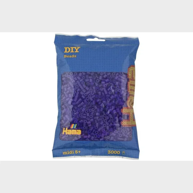 Hama midi perler 3000stk transp. lilla