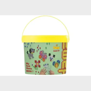 Hama maxi perler 3000stk + 4 plader i b�tte, gul