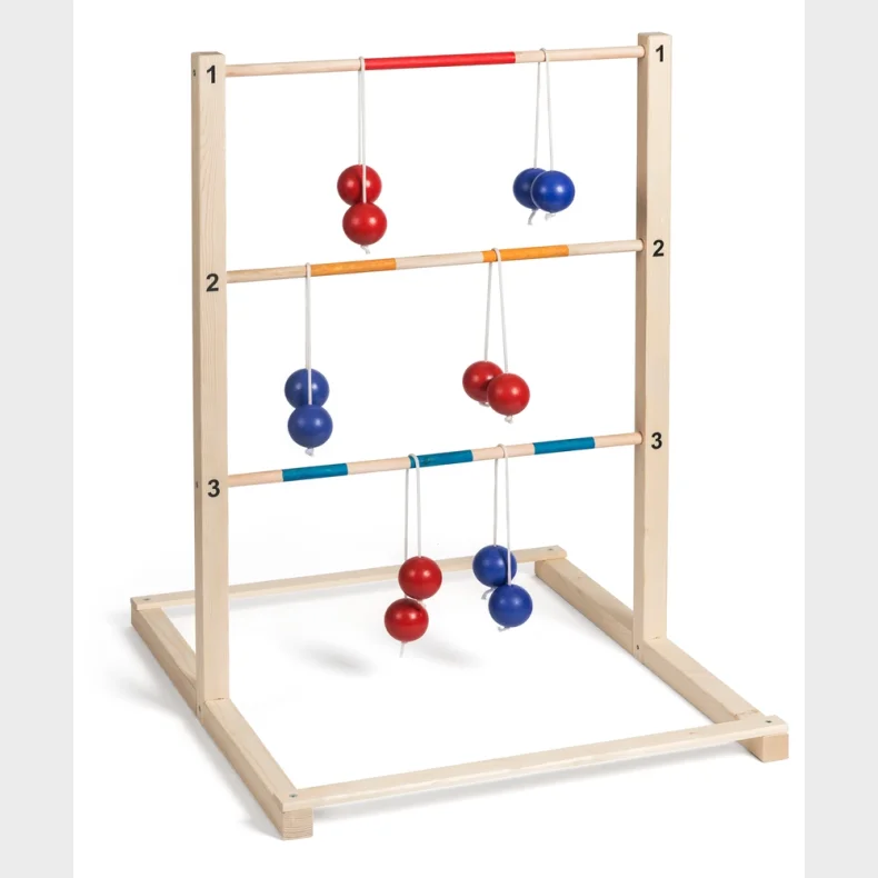 STIGEGOLF I TR� MED TILH�RENDE KUGLER