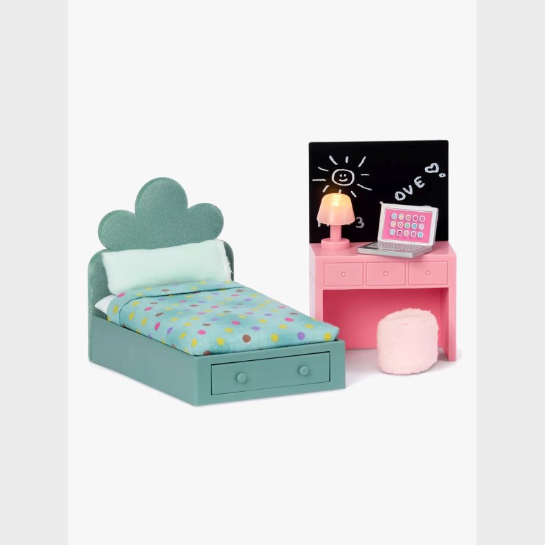 Lundby Teenage Room Set Dukkehustilbeh�r, Gr�n/Lyser�d