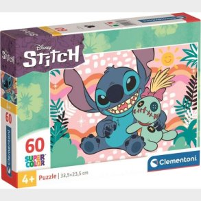 Clementoni Puslespil - Disney Stitch - Super Color - 60 Brikker