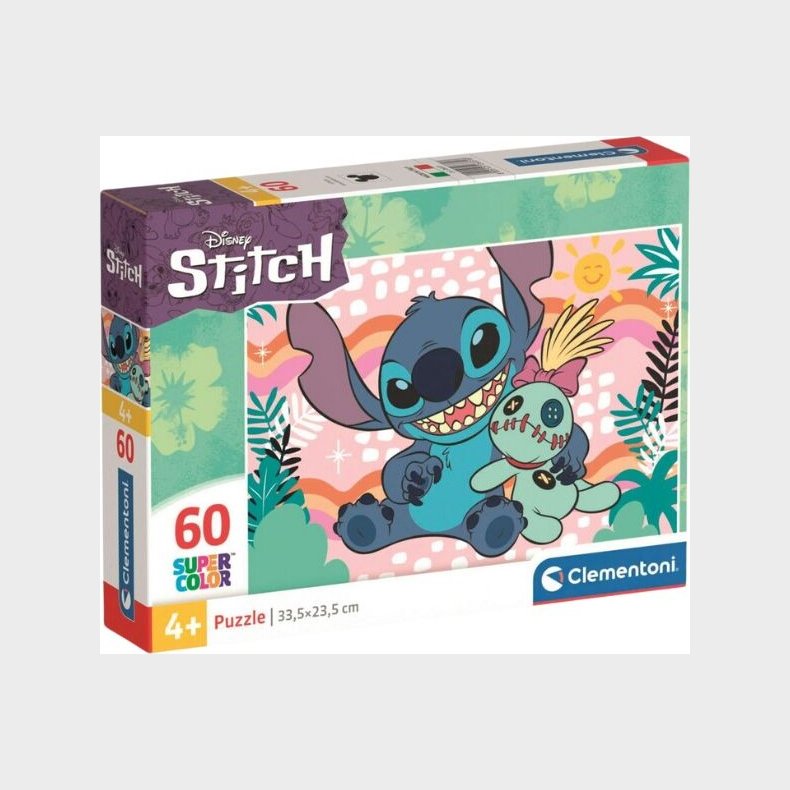 Clementoni Puslespil - Disney Stitch - Super Color - 60 Brikker