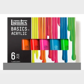 Basics acrylic colour set 6x118ml fluorescent row