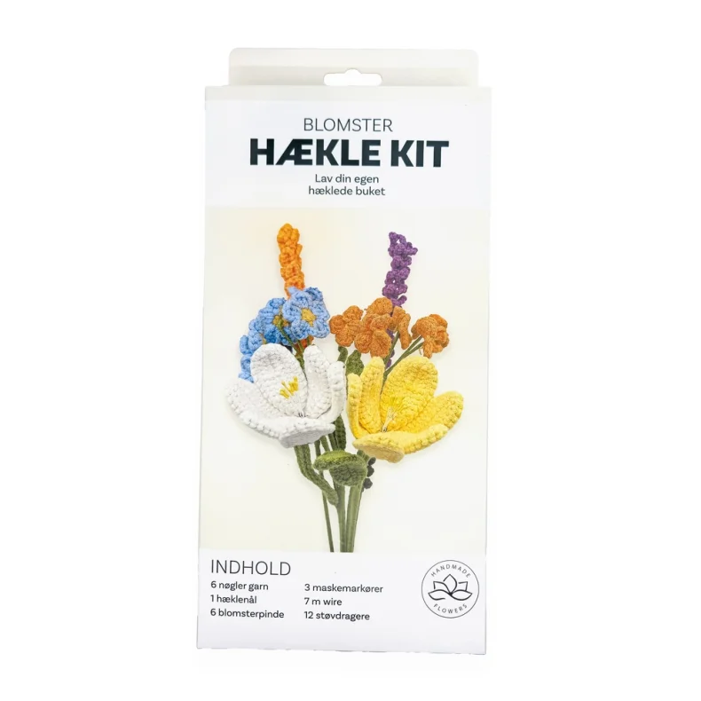 H�kle kit klare farver 6 stk. i hvid, orange, gul,lilla, bl�