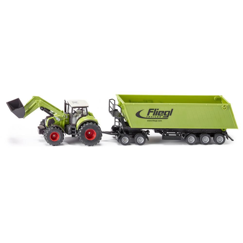 Siku - Traktor med frontlader og trailer