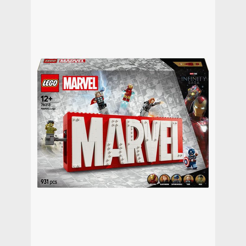 LEGO Super Heroes 76313 MARVEL-logo og minifigurer