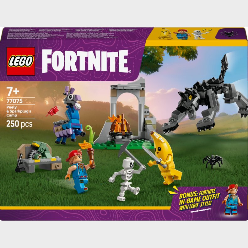 LEGO Fortnite 77075 Peely og Sparkplugs lejr