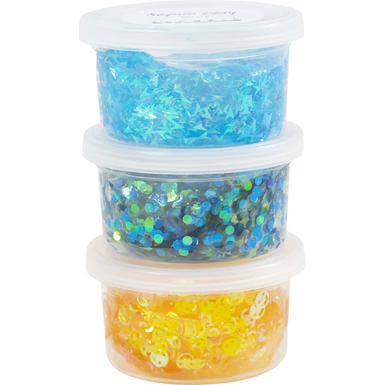 Creativ Company | Sequin Clay 3 x 60 gr. - Bl� & gul