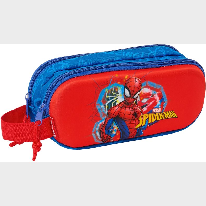 Marvel Spider-Man 3D Dobbelt Penalhus, Rd/Marinebl
