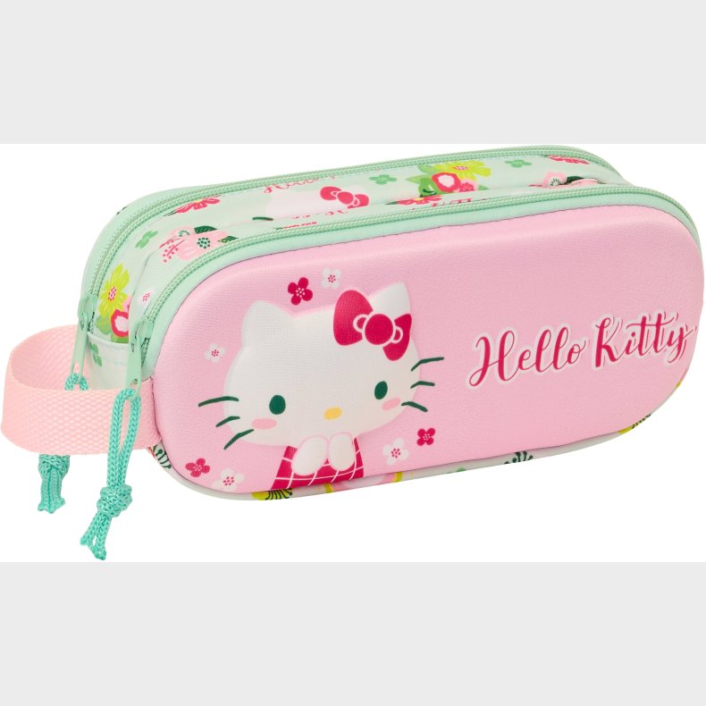 Hello Kitty 3D Dobbelt Penalhus, Lyserd/Grn
