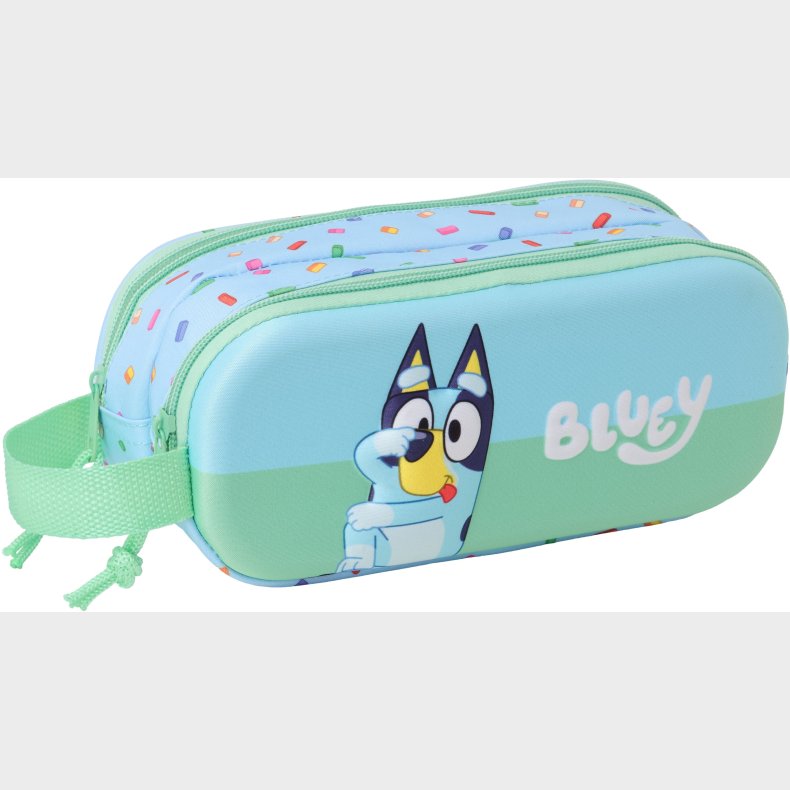 Bluey 3D Dobbelt Penalhus, Grn/Bl
