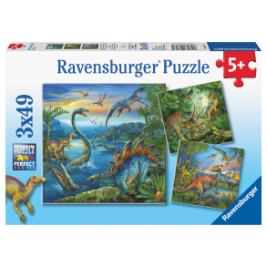 Ravensburger | Puslespil med 3 x 49 brikker - Dinosaurer
