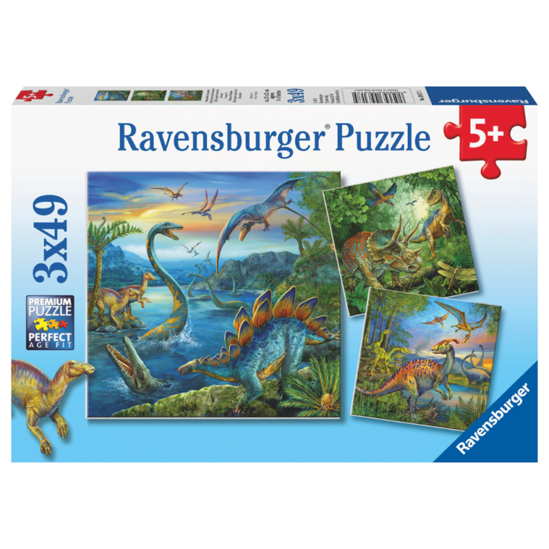 Ravensburger | Puslespil med 3 x 49 brikker - Dinosaurer