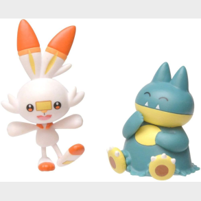 Pokemon Munchlax og Scorbunny figur