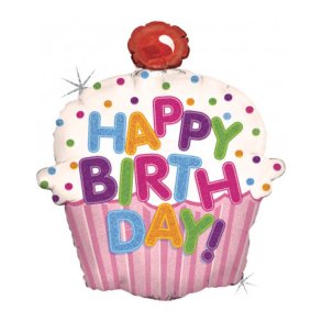Folieballon - Fdselsdag, H: 79 cm