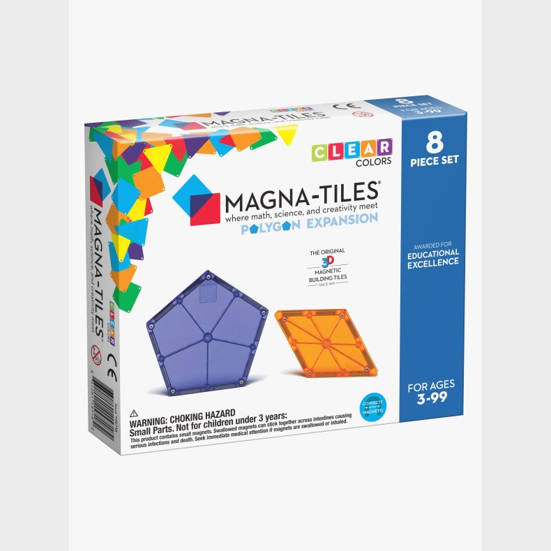 MAGNA-TILES Clear Colors Polygon Udvidelsess�t 8 Dele