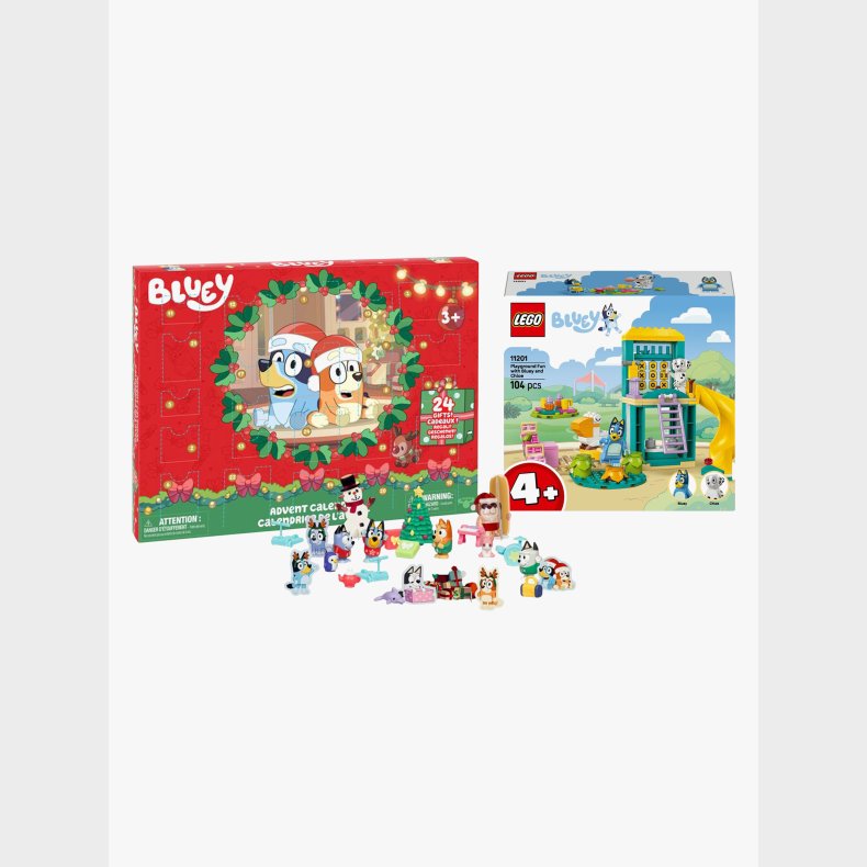 Bluey Julekalender &  LEGO Bluey 11201 Sjov P Legepladsen med Bluey og Chloe