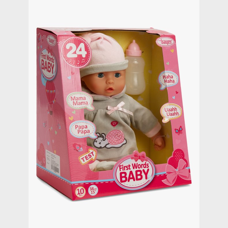 Bayer Design Dukke First Words Baby 38 cm, Gr�