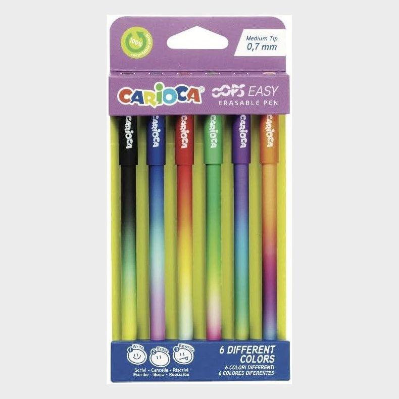 Carioca OOPS Sletbare Kuglepenne 6-pak