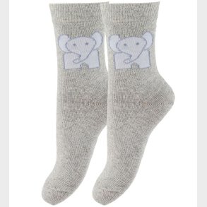 Fuzzies Str�mper - 2-Pak - Lysegr� m. Elefanter